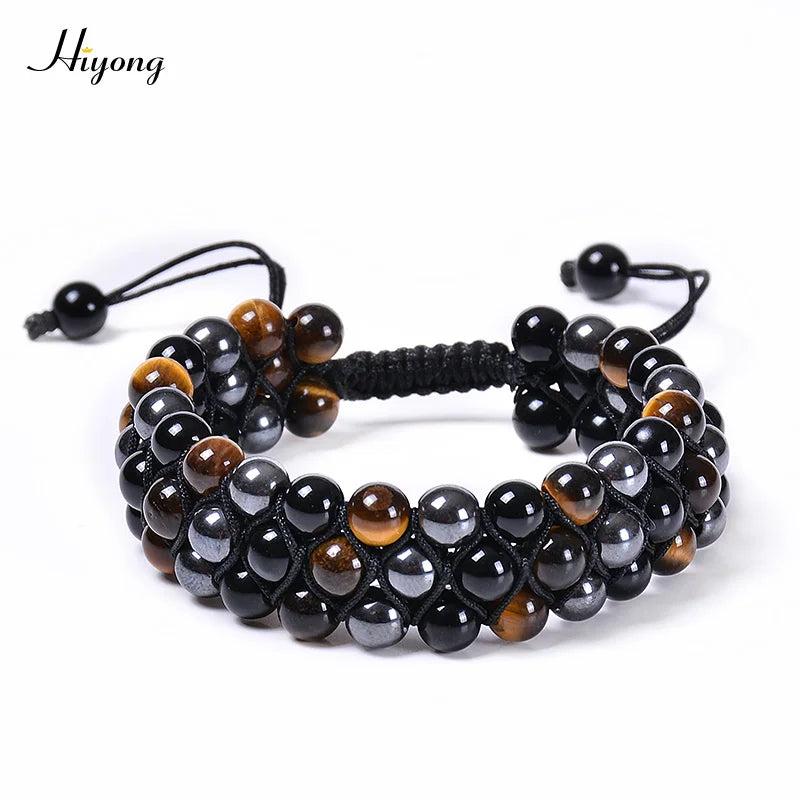 Tiger Eye Stone Agates Hematite Beads Bracelet High Jewelry
