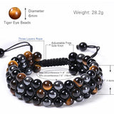 Tiger Eye Stone Agates Hematite Beads Bracelet High Jewelry