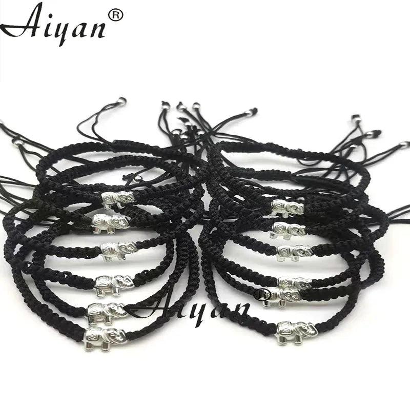 12 Elephant Woven Bracelets Good Luck & Wealth Gift Men Women