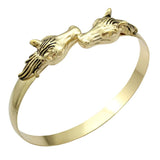 Vintage Western Double Horse Head Equestrian Charm Cowboy Bracelet