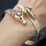 Vintage Western Double Horse Head Equestrian Charm Cowboy Bracelet
