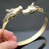 Vintage Western Double Horse Head Equestrian Charm Cowboy Bracelet