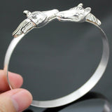 Vintage Western Double Horse Head Equestrian Charm Cowboy Bracelet