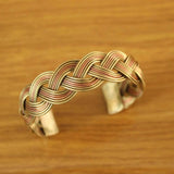 Nepal Tibetan 3 Copper Metal Braided 18mm Wide Open Back Cuff Bracelet