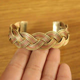 Nepal Tibetan 3 Copper Metal Braided 18mm Wide Open Back Cuff Bracelet