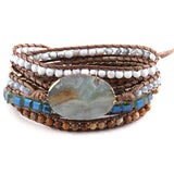 5 Strand Wrap Bracelets Natural Stones/Crystal Charms Women Beaded Jewelry