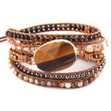 5 Strand Wrap Bracelets Natural Stones/Crystal Charms Women Beaded Jewelry
