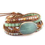 5 Strand Wrap Bracelets Natural Stones/Crystal Charms Women Beaded Jewelry