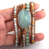 5 Strand Wrap Bracelets Natural Stones/Crystal Charms Women Beaded Jewelry