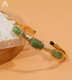Australian Jades Moonstone Beads Open Cuff Bangle Bracelet Women Boho Jewelry