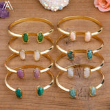 Australian Jades Moonstone Beads Open Cuff Bangle Bracelet Women Boho Jewelry