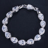 Rose CZ Water Drop Chain Link Bracelet for Women