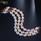Rose CZ Water Drop Chain Link Bracelet for Women