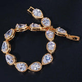 Rose CZ Water Drop Chain Link Bracelet for Women