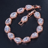 Rose CZ Water Drop Chain Link Bracelet for Women