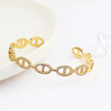 Arrival Stackable Statement Bangle Women Wedding CZ Crystal Plated Bracelet
