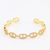 Arrival Stackable Statement Bangle Women Wedding CZ Crystal Plated Bracelet