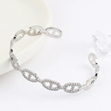 Arrival Stackable Statement Bangle Women Wedding CZ Crystal Plated Bracelet