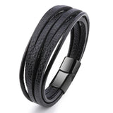 Men's Punk Leather Bracelet Magnetic Buckle Wristband Male Jewelry Vintage