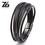 Men's Punk Leather Bracelet Magnetic Buckle Wristband Male Jewelry Vintage