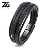 Men's Punk Leather Bracelet Magnetic Buckle Wristband Male Jewelry Vintage