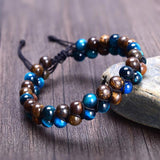 Tiger Eye & Bronzite Stone Beads Double Layer Bracelet for Men