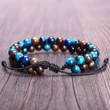 Tiger Eye & Bronzite Stone Beads Double Layer Bracelet for Men