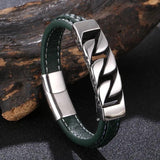Men's Leather Bracelet Stainless Steel Wristband FR1249