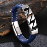 Men's Leather Bracelet Stainless Steel Wristband FR1249