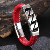 Men's Leather Bracelet Stainless Steel Wristband FR1249