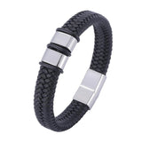 Personalized Men Braided Leather Memorial Bracelet with Family Name FR1166
