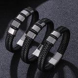 Personalized Men Braided Leather Memorial Bracelet with Family Name FR1166
