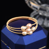 14K Plated Baroque Pearl Cuff Bangles for Women