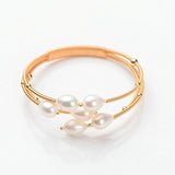 14K Plated Baroque Pearl Cuff Bangles for Women
