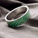 Ethnic Carving Alloy Bangle Green Red Enamel Magnetic Cuff Bracelet