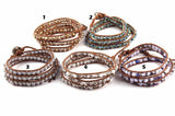 Glass Crystal Long Wrap Bracelet 3 Wraps Leather Bracelet For Women