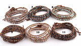 Glass Crystal Long Wrap Bracelet 3 Wraps Leather Bracelet For Women