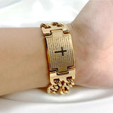 Stainless Steel Cuban Chain Bracelet with Jesus Cross