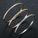 Cz Inlay Full Crystal Couple Lover Bracelets 4mm Width Golden Jewelry Gift