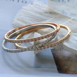 Cz Inlay Full Crystal Couple Lover Bracelets 4mm Width Golden Jewelry Gift