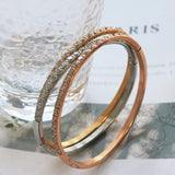 Cz Inlay Full Crystal Couple Lover Bracelets 4mm Width Golden Jewelry Gift