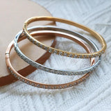 Cz Inlay Full Crystal Couple Lover Bracelets 4mm Width Golden Jewelry Gift