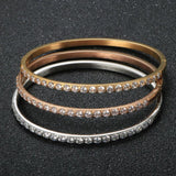 Cz Inlay Full Crystal Couple Lover Bracelets 4mm Width Golden Jewelry Gift