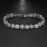 Flower CZ Bracelet Wedding Bangle for Women