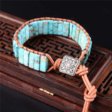 Boho Natural Stone Wrap Bracelet Chakra Power Leather Wrap