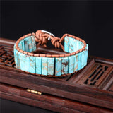 Boho Natural Stone Wrap Bracelet Chakra Power Leather Wrap
