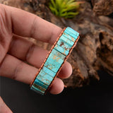 Boho Natural Stone Wrap Bracelet Chakra Power Leather Wrap