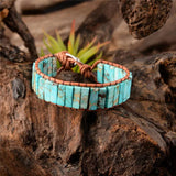 Boho Natural Stone Wrap Bracelet Chakra Power Leather Wrap