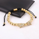 Stainless Steel Beads CZ Pave Leopard Charm Bracelet