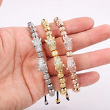 Stainless Steel Beads CZ Pave Leopard Charm Bracelet